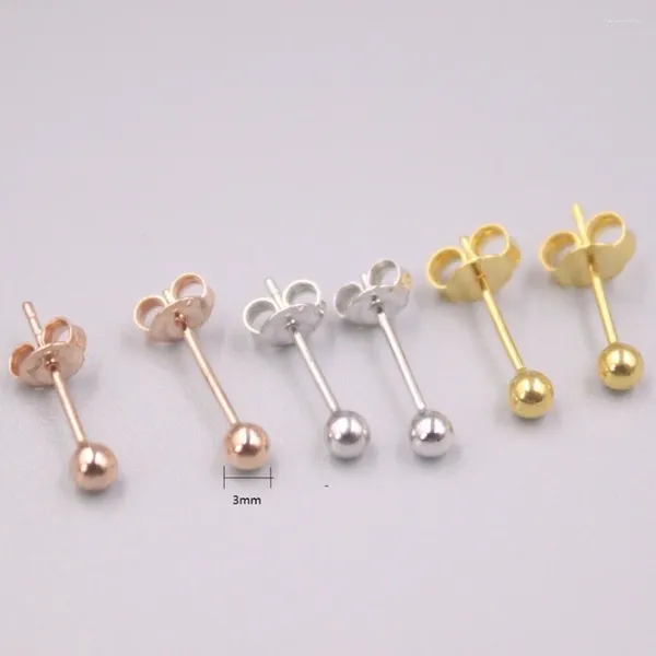 Boucles d'oreilles authentiques réelles véritables 18 km small small ball tampon au750 (blanc jaune et rose disponible)