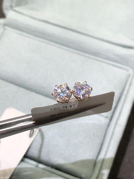 Pendientes de tachuelas Geoki Prueba de diamante pasadas 18K Rose Total Total 1-2 Ct redondo Perfecto D Color VVS1 Joyas de plata moissanite