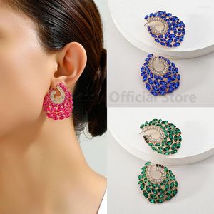 Boucles d'oreilles géométriques cercle rouge cristal élégant pour les femmes automne luxe original designer charme bijoux rue mode boucles d'oreilles