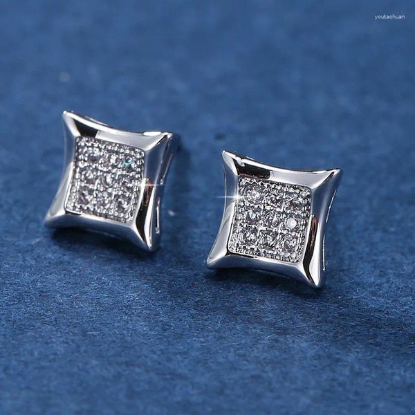 Pendientes de sementales geométricos pequeños trébol para mujeres latón de circonía cúbica joya de lujo tendas de tendencias Z062