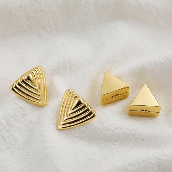 Pendientes de tuerca con forma de triángulo geométrico para mujer, aretes pequeños, Punk, Color dorado Simple, regalos de joyería llamativos