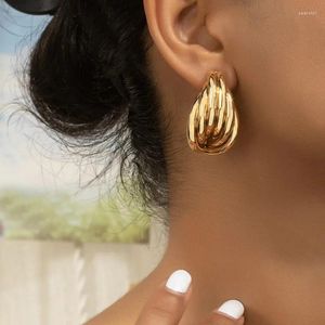 Boucles d'oreilles en métal pour femmes, ligne géométrique décalée, cadeau de fête de vacances, bijoux à la mode, accessoires d'oreille DE044