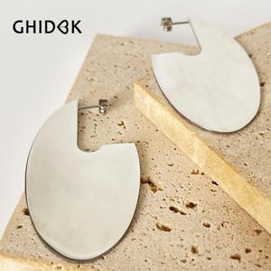 Stud -oorbellen Ghidbk Gratis Aarwing Gold PVD Geplaatste roestvrij staal Otenized platte ovale schijf voor vrouwen Verklaring Grote sieraden