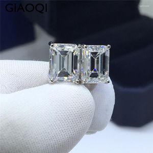 Stud Oorbellen GIAOQI Originele Real Geplatineerd 925 Zilver Totaal 4 Karaat Diamant Past Emerald Cut D Kleur Moissanite