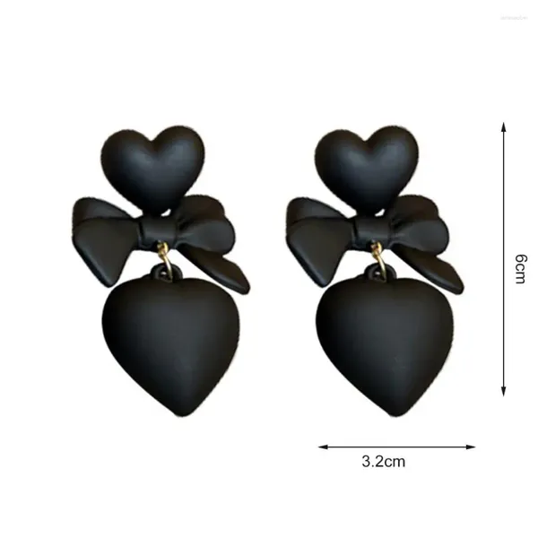 Pendientes de botón Regalo Hipoalergénico Negro Corazón Bowknot Colgante Gota Para Diario