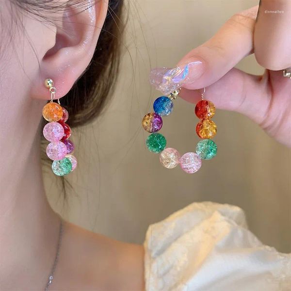 Pendientes de tuerca de cristal para mujer, aretes circulares geométricos de tendencia, joyería al por mayor