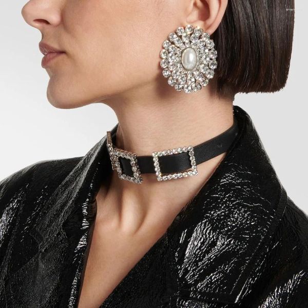 Pendientes de tachuelas Glass Drinestone Big for Women Fashion Jewelry Brand Show Accesorios de colección de dama