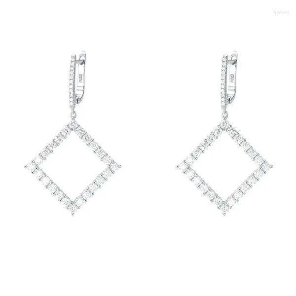 Stud Pendientes Glp-23071401 Lefei moda clásica de moda de lujo diseño de moissanita cuelga el pendiente cuadrado para las mujeres del encanto joyería de plata 925