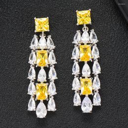 Stud -oorbellen Godki Crystal Earring voor vrouwen Elegante Koreaanse Dubai Gold Flower Jewelry