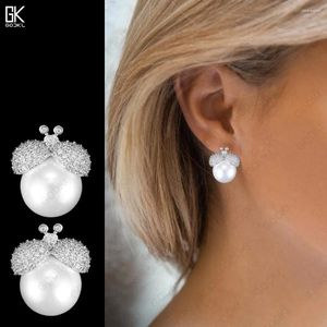 Pendientes de tachuelas Godki Insecto de lujo Pearls para mujeres Cristal de boda Circón Cz Dubai Pen Bridal Bohemian 2024