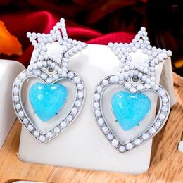 Boucles d'oreilles GODKI tendance 2 couches en forme de cœur pour femmes de mariage CZ Brincos Boucle D'oreille 2023 bijoux bohème