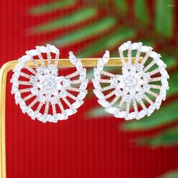 Boucles d'oreilles GODKI à la mode coréenne feuille roue élégante pour les femmes mariage cubique zircone bohème mariée 2023