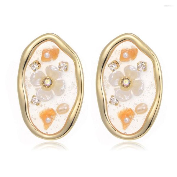 Boucles d'oreilles à tige couleur or cuivre perle baroque pour femmes oreille broche filles douces Anti allergique femme bijoux de mariage