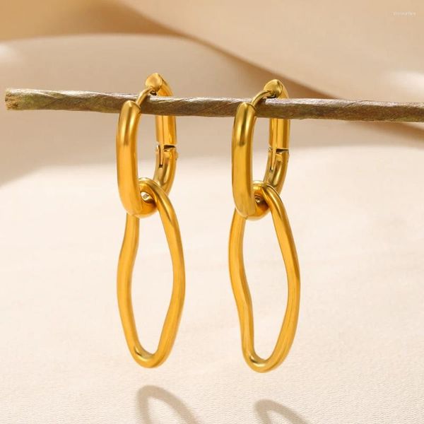 Pendientes de tuerca Geometría de Color dorado para mujer, uso diario, pendiente Irregular de Metal y acero inoxidable, regalo, joyería de moda