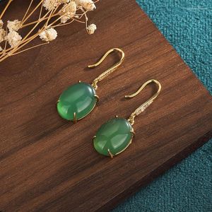 Stud -oorbellen Gold Color Green Imitatie Jade For Women Charm Girls Kerstjaar verjaardagsjuwelen geschenken