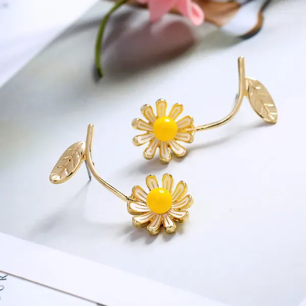 Boucles d'oreilles Gold Couleur coréenne fleur de mode pour filles Accessoires de robes cadeaux