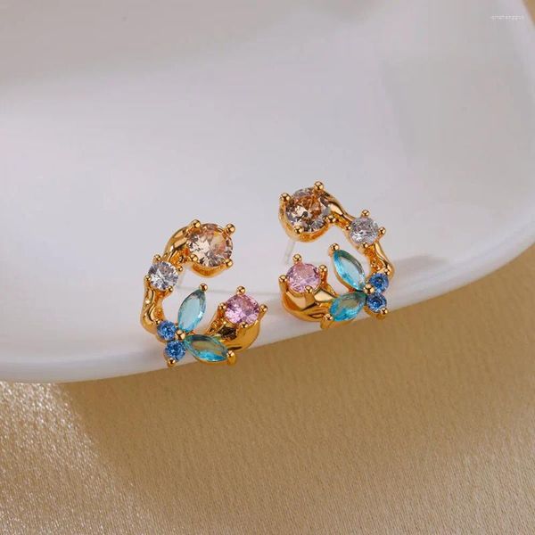 Boucles d'oreilles en acier inoxydable pour femmes, couleur or, bijoux de luxe à trois papillons en Zircon, cadeau de fête