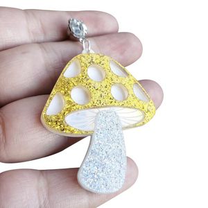 Pendientes de tuerca con forma de seta dorada para mujer, accesorios de moda, acrílico brillante, largo, grande, joyería romántica