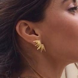 Stud -oorbellen gouden plaat half zonlicht burst voor vrouwen meisjes Boheemian Ray Golden Sunshine Jewellry