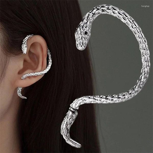 Pendientes de tuerca chapados en oro con forma de serpiente, Clip de circón, pendiente Vintage Punk geométrico con forma de animal para mujer, joyería de fiesta de tendencia