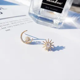 Boucles d'oreilles Golden Sparkling Autrichie Crystal CZ Star pavée et Moon Fashion Women Girls Brincos Jewelry