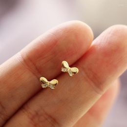 Pendientes GOLDtutu 9k mariposa pendiente de oro sólido Mini delicado Simple estilos minimalistas joyería niños niñas lindas Kj84