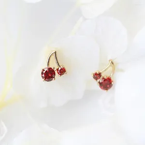 Boucles d'oreilles Goldtutu 9k Vraiment Pure Gold Japan et Corée du Sud Exquise Lovely Girl Feels Polyvylele Cherry