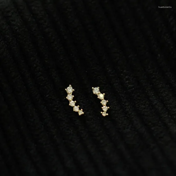 Boucles d'oreilles GOLDtutu Spike 9K véritable boucle d'oreille en or massif tchèque Cz bijoux en cristal Kj90