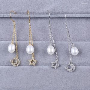Pendientes de tuerca de buena calidad, pendiente de plata de ley 925, proveedor de joyería de perlas con forma de gota de 6-7mm para mujer