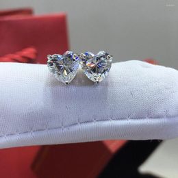 Stud -oorbellen Goede kwaliteit Silver 925 Originele diamanttest voorbij totaal 1 karaat D kleur hart moissanite voor altijd liefde voor vrouwen