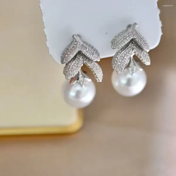 Magnifique paire de boucles d'oreilles rondes en perles blanches de la mer du sud, bijoux en argent 925 925 pour femmes, 10-11mm