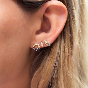 Boucles d'oreilles à tige magnifiques en argent sterling S925 triple saphir clous bijoux élégants et glamour