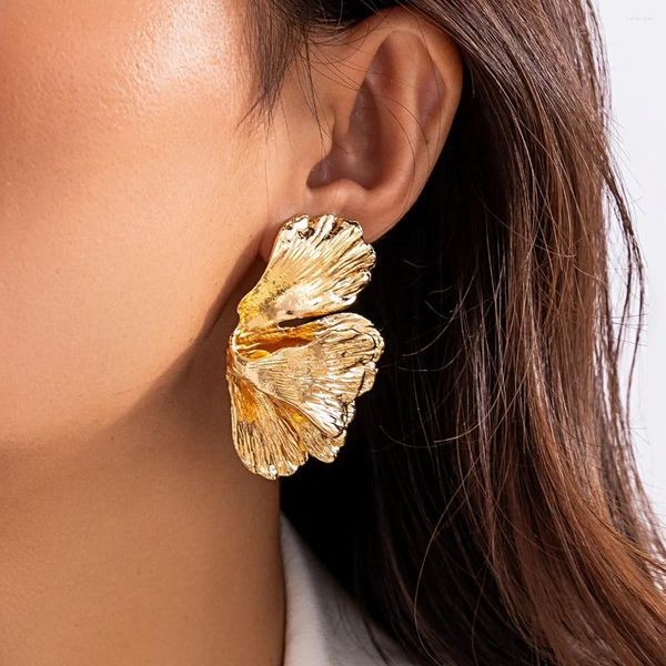 Boucles d'oreilles gothiques géométriques en métal, pétale de fleur pour femmes, tendance, couleur or, Piercing, accessoires Y2K
