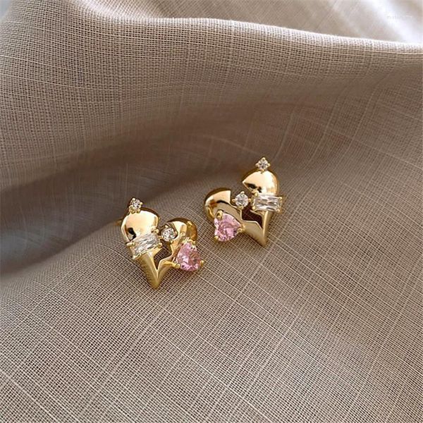 Pendientes de tuerca góticos Harajuku para mujer, moda rosa, corazón de melocotón, Egirl, accesorios estéticos Y2K, regalos de joyería Eh726