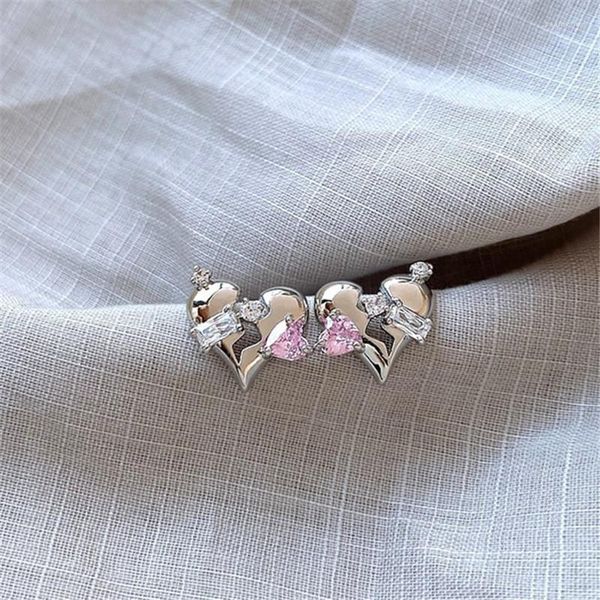 Pendientes de tuerca Goth Harajuku moda Rosa melocotón corazón para mujer Egirl estética Y2K accesorios joyería Eh726