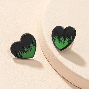 Stud -oorbellen Goth hart Vlam voor vrouwen Men Vintage Fashion Punk Harajuku Charms 90s Aesthetische sieradenaccessoires