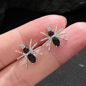 Stud -oorbellen Gothic 3D Spider Ear Studs met strass voor vrouwen Gothique Black Form Piercing Halring Haloween sieraden accessoires