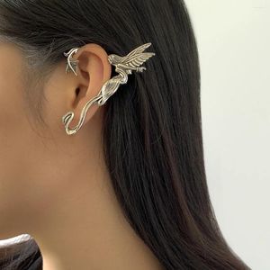 Boucles d'oreilles étalon gothiques dragon femmes cristal punk oreille enveloppe clip-on oreille exagérée ange sans allergique