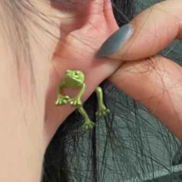 Boucles d'oreilles Gothic Green Frog For Women Girls Fashion Vintage Piercing Eaute d'oreille Aesthés