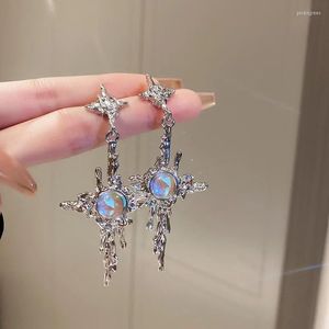 Boucles d'oreilles gothiques irrégulières, pierre d'étoile, lave géométrique, pierre de lune, Kpop, Piercing, goutte, pompon, Clip, bijoux