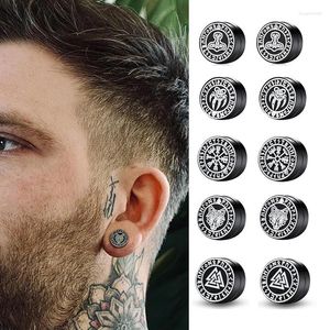 Boucles d'oreilles à tige gothique punk nordique Viking pour hommes, aimant puissant en acier inoxydable, clous d'oreille non percés, fausse boucle d'oreille pour petit ami