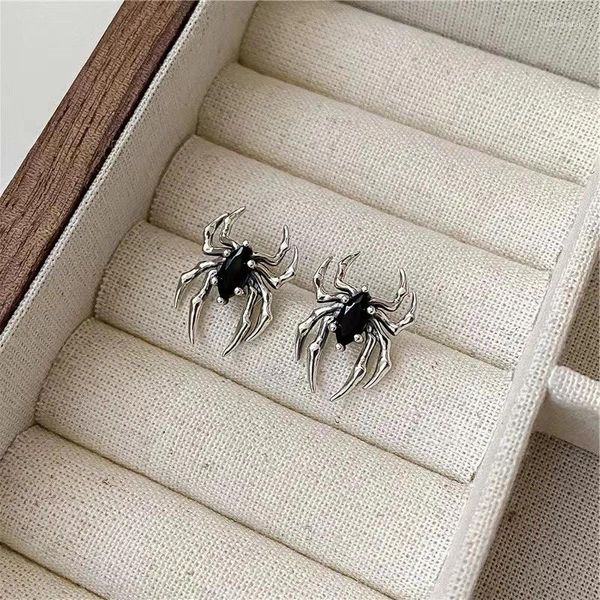 Pendientes de tuerca góticos Retro con circonita de araña antigua para mujer, diseño de moda, pendiente negro, regalos de joyería de fiesta al por mayor