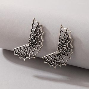 Stud -oorbellen Gothic Spider Web Drop for Women Punk Ancient Silver Color Goometry Hollow Alloy Earring Party Sieraden 20784