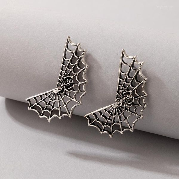 Pendientes de botón Gota de tela de araña gótica para mujer Punk Color plata antigua Goemetry Hollow Aleación Pendiente Joyería de fiesta 20784