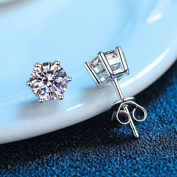 Boucles d'oreilles GRA Moissanite Lab Diamant 14K Or Blanc Plaqué Boucle D'oreille En Argent Sterling Pour Femmes Hommes Amoureux Oreille 1ct 2ct 4ct327L