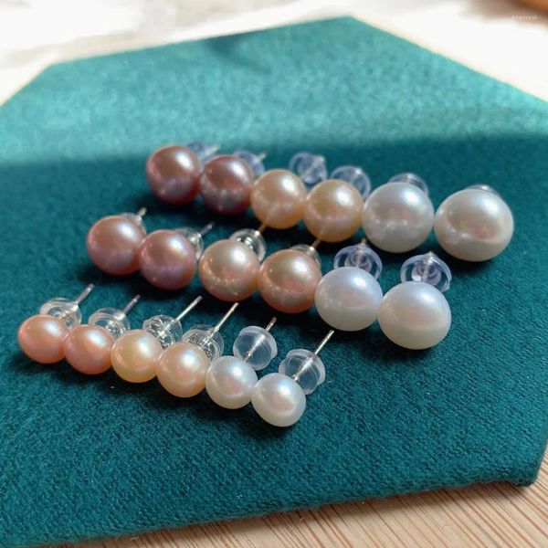 Boucles d'oreilles Grade Real Natural Natural Freshater Pearl Minimaliste blanc Purple Round Round Baroque Callon d'oreille Baroque Callondes d'oreille Femmes