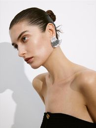 Boucles d'oreilles à clous Greatera conception Unique vague de mer en forme de coquille pour les femmes couleur or argent bijoux en métal texturé irrégulier