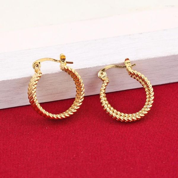 Pendientes de tuerca Huggie griego, pendientes de Color dorado de 24 quilates para mujeres y niñas, joyería étnica, fiesta de boda, oferta de moda fresca