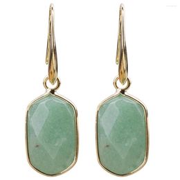 Boucles d'Oreilles Clou Aventurine Verte Cuivre Pendentif Dangle Lustre