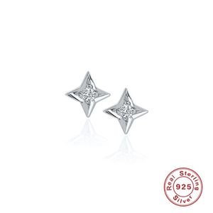 Boucles d'oreilles GS 925 en argent Sterling étoile à quatre branches pour les femmes cubique zircone diamant minuscule Cartilage oreille goujons bijoux